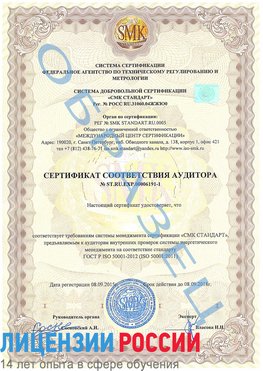 Образец сертификата соответствия аудитора №ST.RU.EXP.00006191-1 Тутаев Сертификат ISO 50001